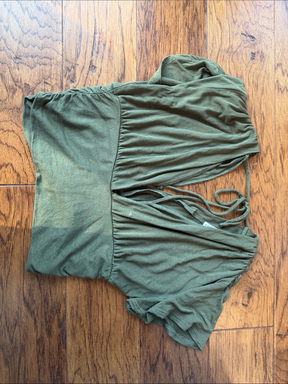 EARTHBOUND Olive Green V-Neck Tie-Back Women's Top